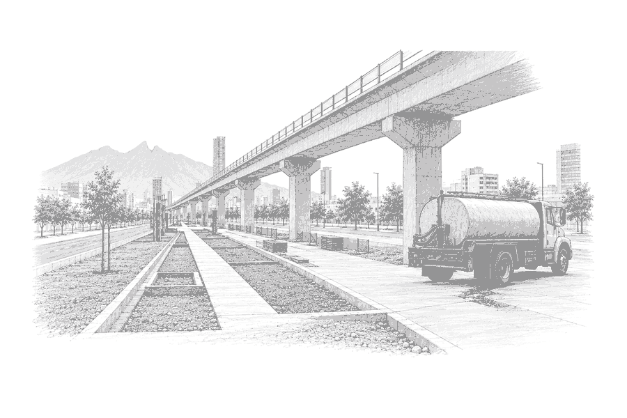 Illustration for: Rain Washes Out a Section of Monterrey’s Line 4 Park Construction