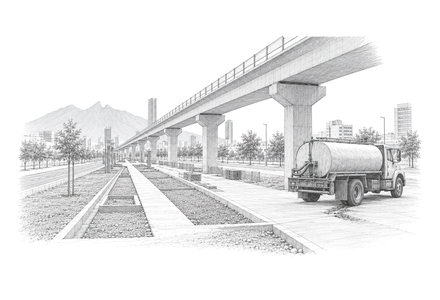 Rain Washes Out a Section of Monterrey’s Line 4 Park Construction